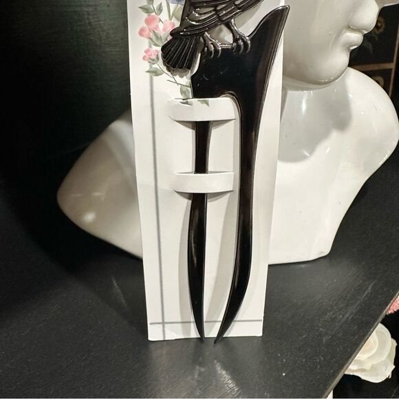 Solid Metal Black Crow Hair Pin - Picture 5 of 6